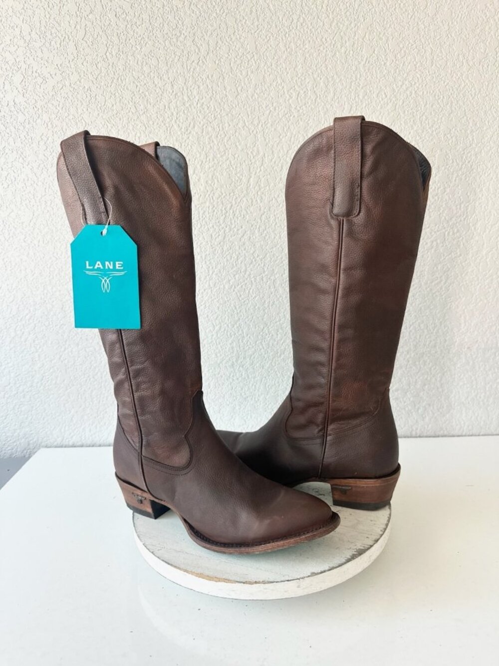 Lane PLAIN JANE Cognac Brown Womens Cowboy Boots Western Leather Size 10